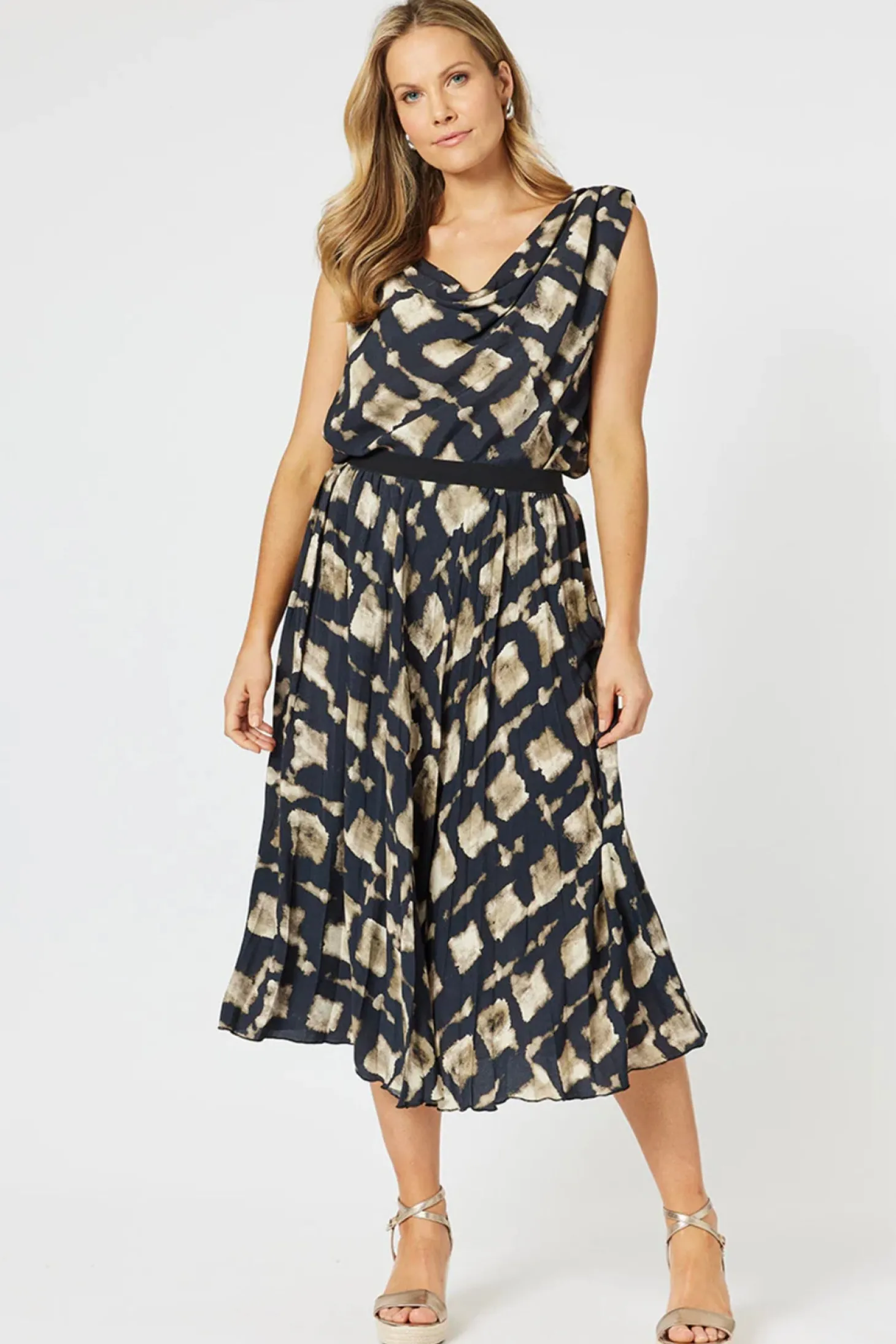 Marrakesh Bias Cut Cami - Navy/Stone - HV33