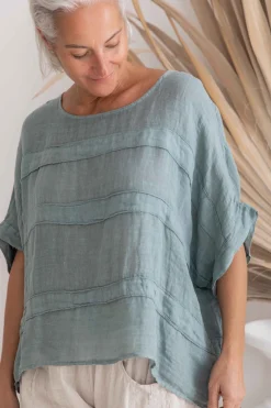 Melfi Linen Top - Blue - IC47