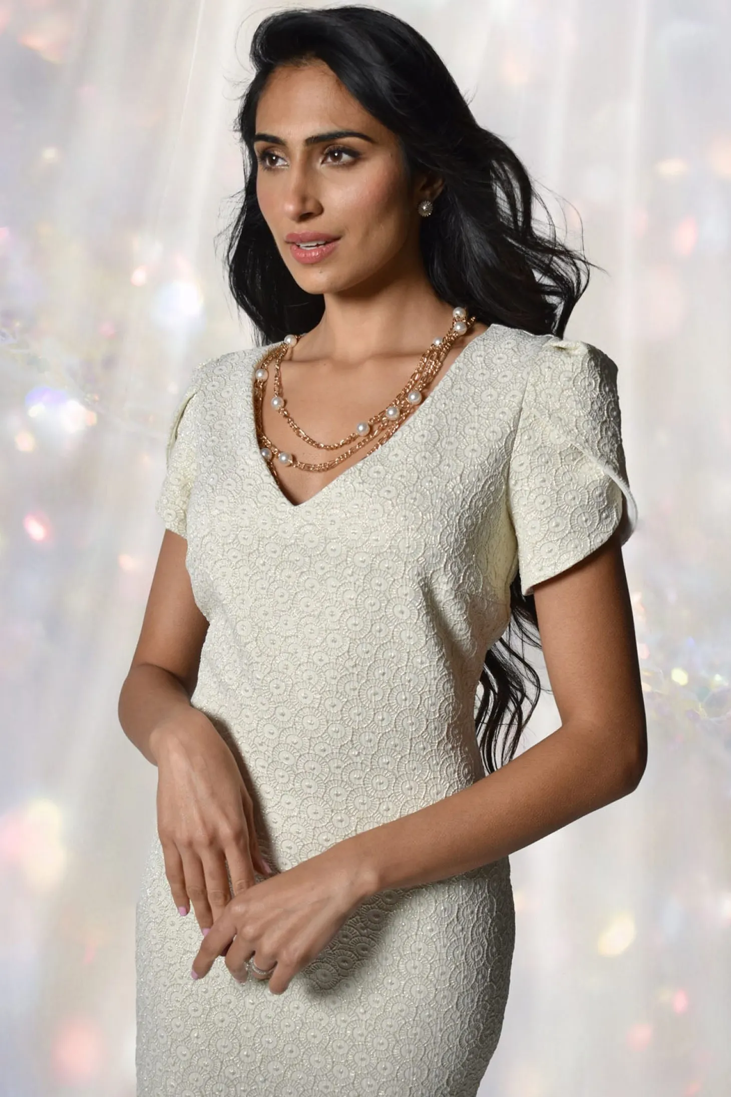 Metallic Knit Cocktail Set - Champagne - FL92