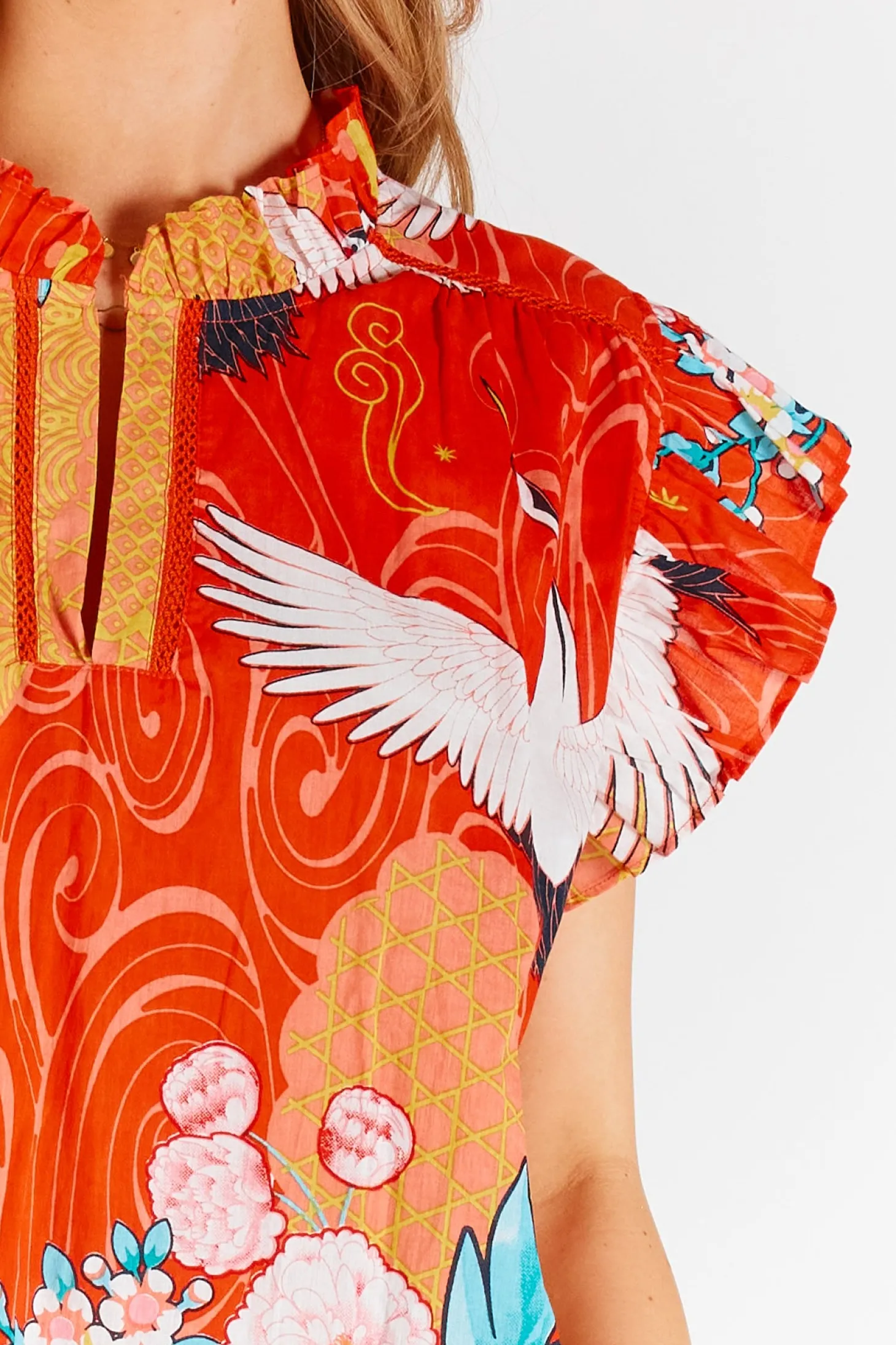 Mitzuki Ruffle Top - Red - LL41