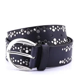 Mixed Rivets & Buckle Belt | Navy