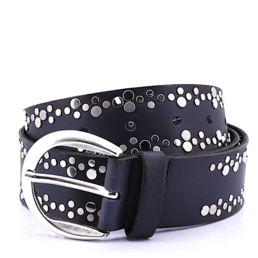 Mixed Rivets & Buckle Belt | Navy