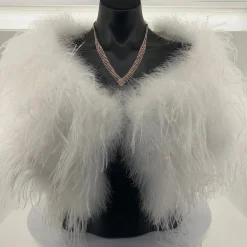 Ostrich Feather Shrug - White - FI2