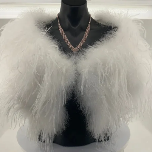 Ostrich Feather Shrug - White - FI2