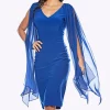 Overlay Shoulder Dress | Royal | JH8