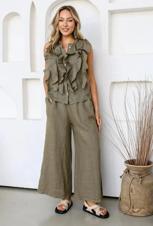 Parigi Linen Top - Slate - FA31
