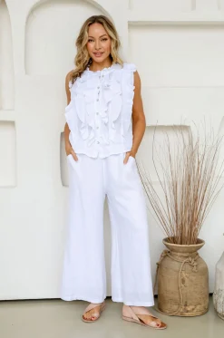 Parigi Linen Top - White - FA31