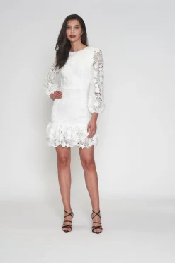 Paris Puff Sleeve Dress - White - ROM43