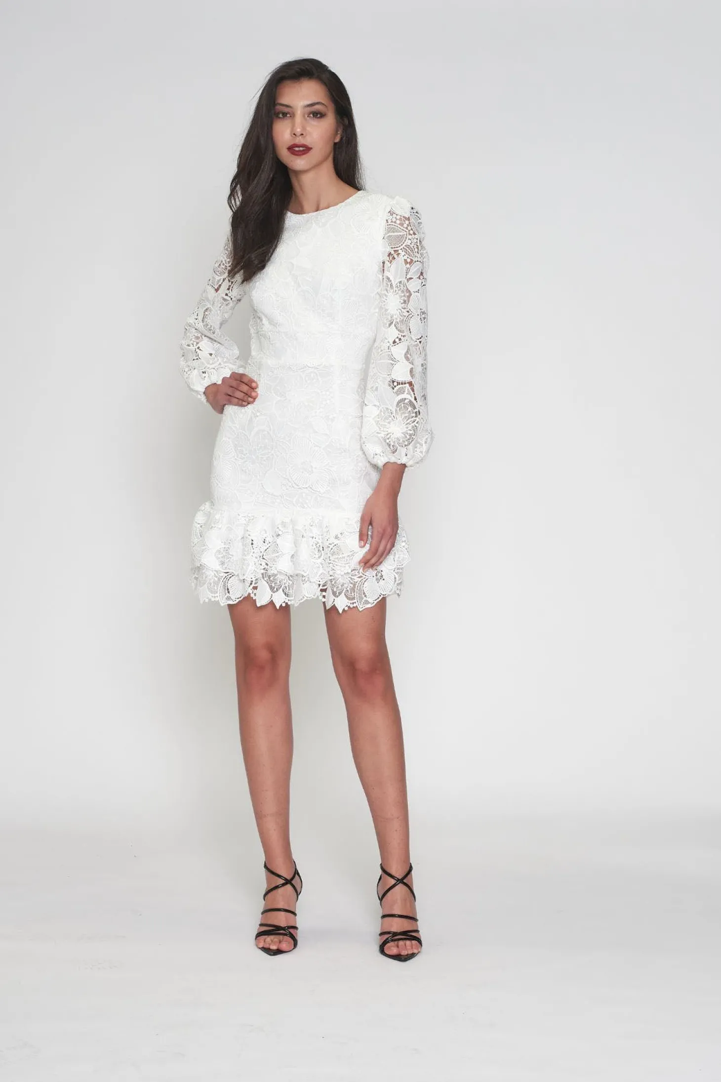 Paris Puff Sleeve Dress - White - ROM43