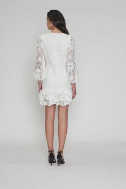 Paris Puff Sleeve Dress - White - ROM43