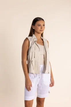 Petra Linen Vest - Natural - TT20