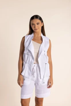 Petra Linen Vest - White - TT20