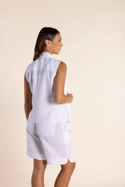 Petra Linen Vest - White - TT20