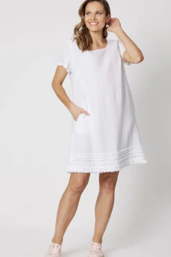 Ruffle Hem Dress - White - GS11