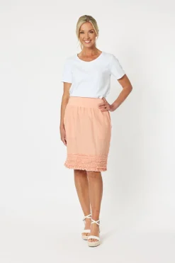 Ruffle Linen Skirt - Mandarine - GS22