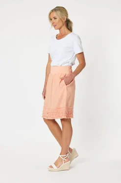 Ruffle Linen Skirt - Mandarine - GS22