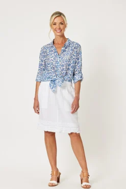Ruffle Linen Skirt - White - GS22
