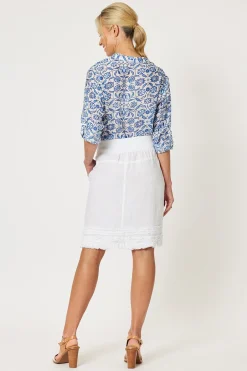 Ruffle Linen Skirt - White - GS22