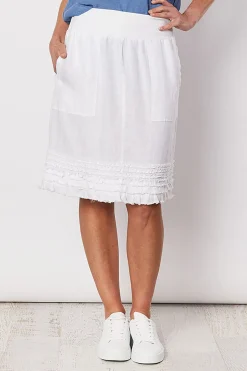Ruffle Linen Skirt - White - GS22
