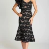 Selena Frill Dress - Black - ROM2