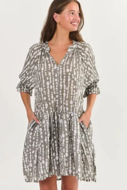 Shelly Cotton Dress - Caviar Pearl - N2