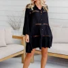 Shirt Lace Dress - Black - FR6