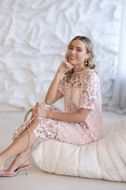 Sienna Lace Dress - Pale Pink - TT14