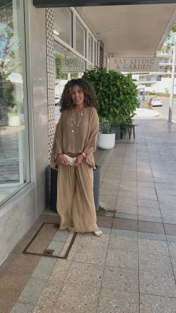 Silk Viscose Top - Tan - CG6