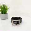 Square Buckle Leather Belt | Chocolate | V1