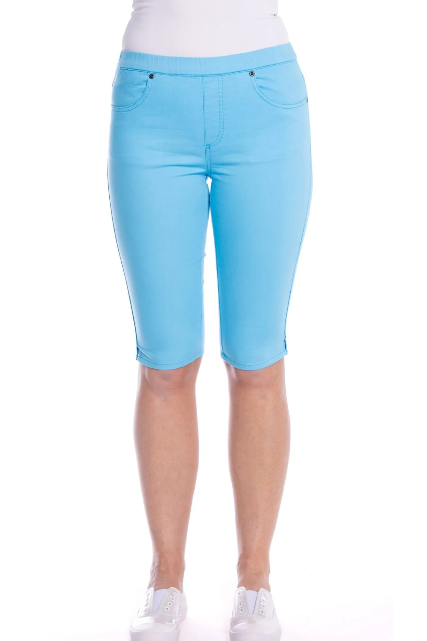 Stretch Pull On Jean Short - Ocean - CL4