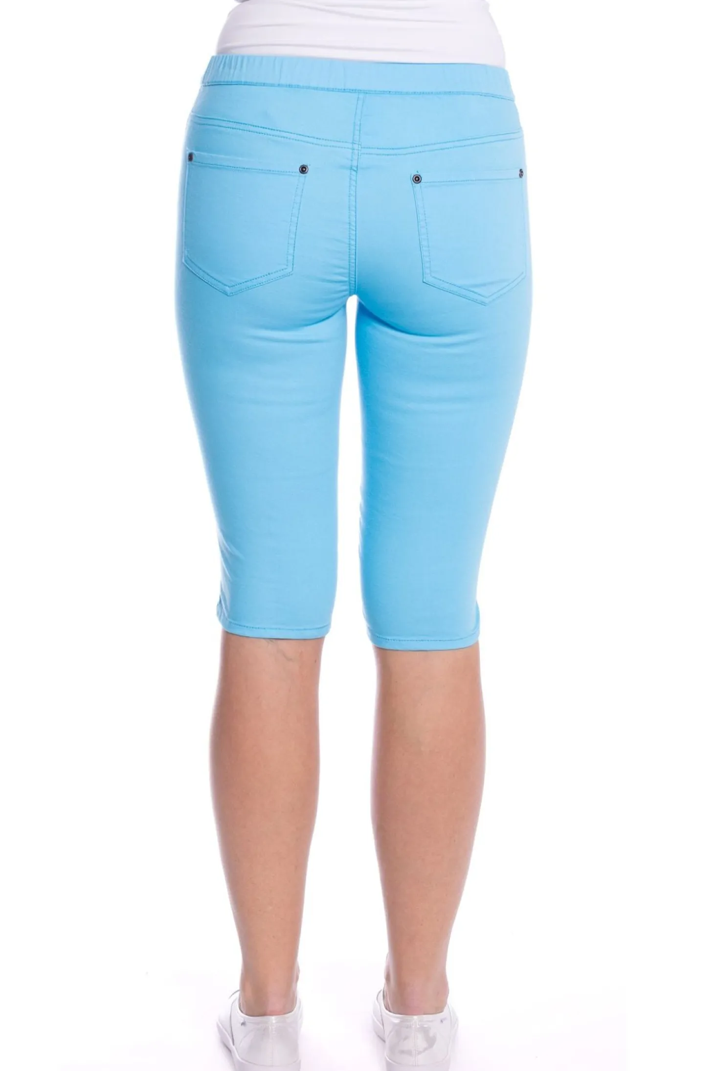Stretch Pull On Jean Short - Ocean - CL4