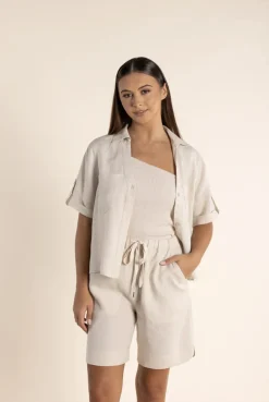 Taleah Linen Short - Natural - TT15