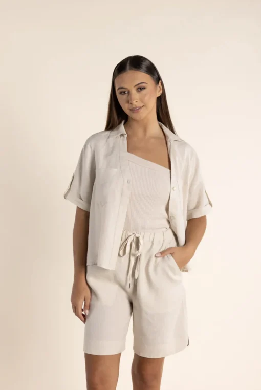 Taleah Linen Short - Natural - TT15