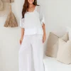 Tara Linen Pant - White - IC17