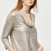 Uma Foiled Cowl Neck Top - Gold - JR19