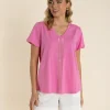 Vertical Stripe Sequin Tee - French Pink - TT61