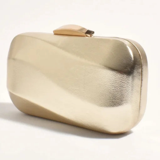 Wavy Structured Metallic Clutch - Gold - AD12