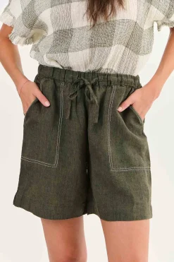 Zoie Linen Shorts - Licorice - OJ26